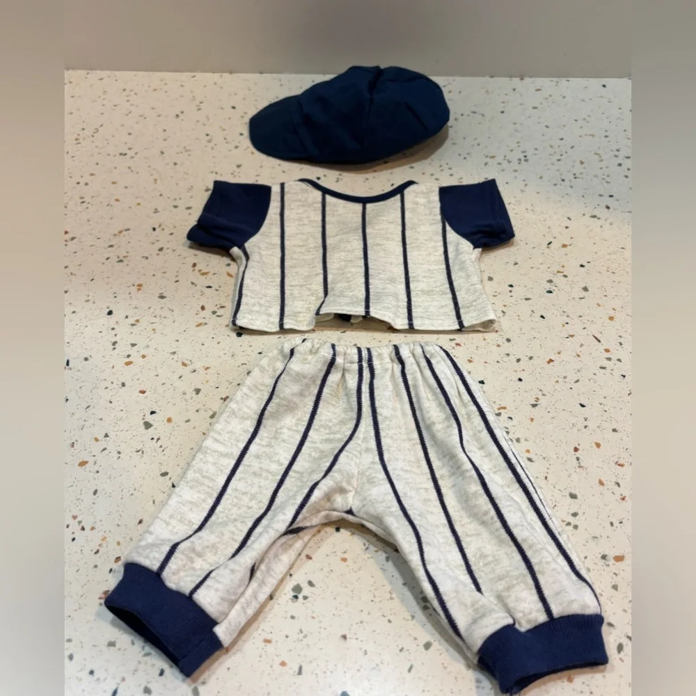 Vintage Baseball Striped Doll Outfit with‎ Cap #11 Blue, Gray